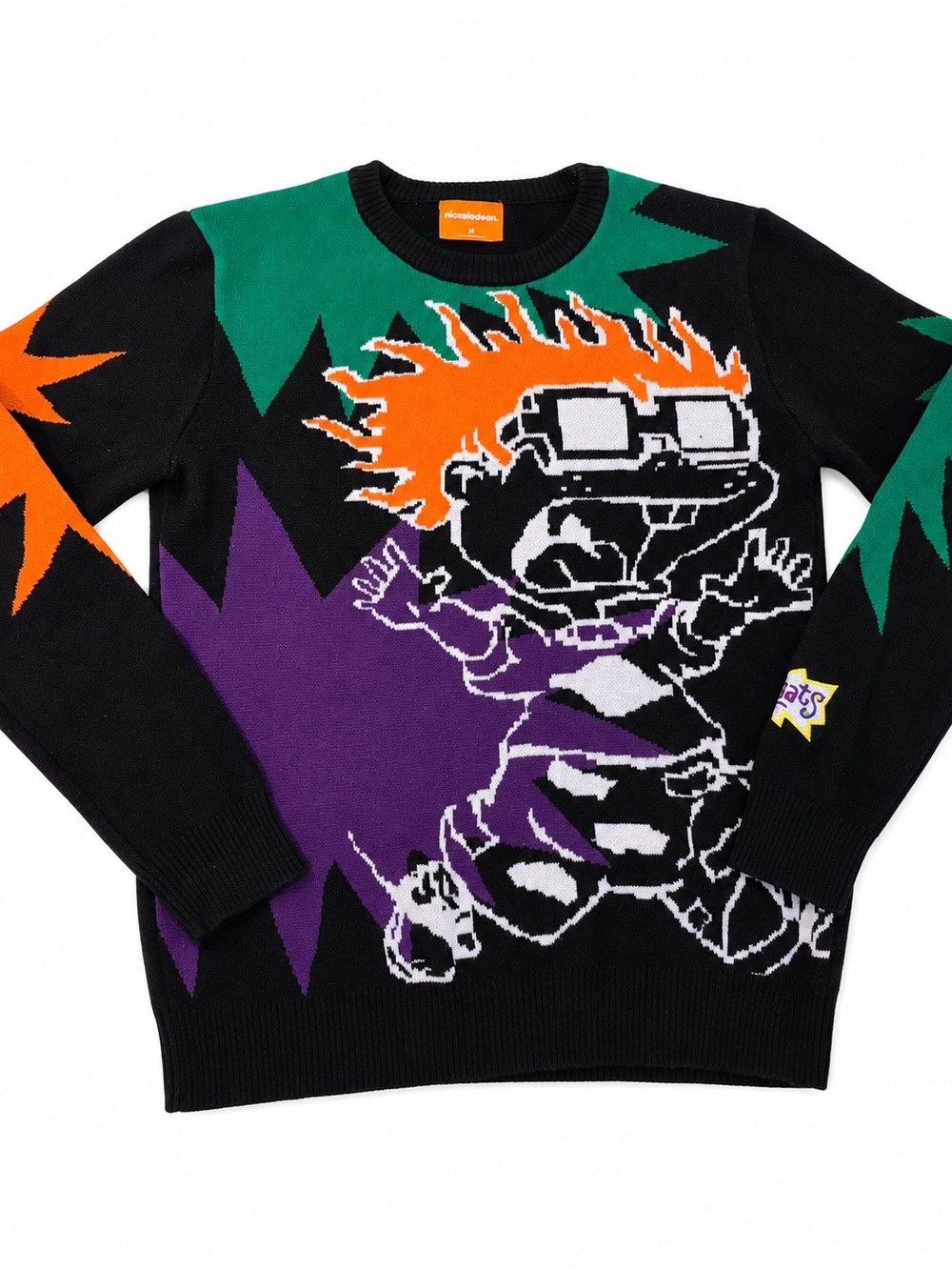 Nickelodeon Men’s Black Rugrats Graphic Crewneck Sweater - Tommy